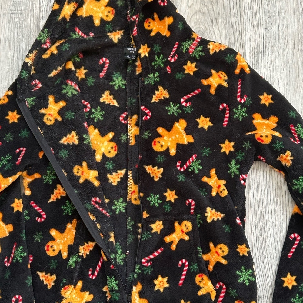 Forever 21 Kids Gingerbread Men Patterned Onsie Pajama Sz 13/14 - Picture 7 of 9